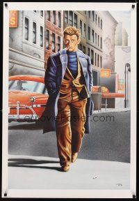 6j743 JAMES DEAN commercial poster '80s great full-length artwork on city street!