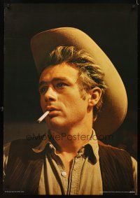 6j745 JAMES DEAN Swiss commercial poster '80 great smoking close-up in cowboy hat from Giant!
