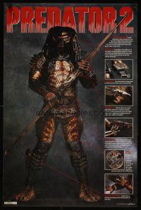 6j756 PREDATOR 2 commercial poster '90 great full-length image of Predator + images of weapons!