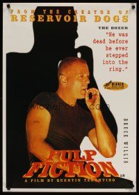 6j758 PULP FICTION European Union commercial poster '94 Tarantino, image of smoking Bruce Willis!