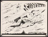 6j453 SUPERMAN commercial poster '72 artwork of many flying superheros!