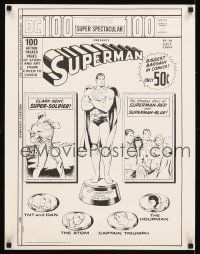 6j454 SUPERMAN commercial poster '73 artwork of superhero on pedestal!
