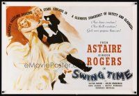 6j778 SWING TIME commercial poster '80s wonderful art of Fred Astaire dancing w/Ginger Rogers!