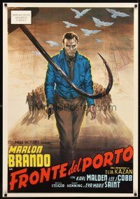 6j795 ON THE WATERFRONT REPRODUCTION Italian 1sh '70s directed by Elia Kazan, art of Marlon Brando!