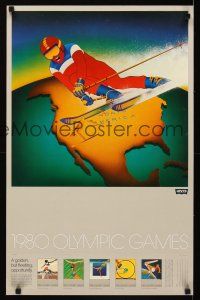 6j197 1980 OLYMPIC GAMES special 18x28 '79 great art of skier & other sports, Levi's tie-in!