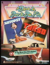 6j505 AUTOPSY/TORSO video poster '86 giallo gross-out horror double-bill, art of drive-in!