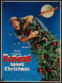 6j614 ERNEST SAVES CHRISTMAS special 20x27 '88 wacky Jim Varney falling off Christmas tree!