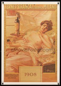 6j788 FERNET-BRANCA REPRODUCTION 25x35 advertising poster '80s art of sexy woman from 1908 poster!
