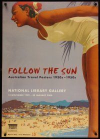 6j297 FOLLOW THE SUN Australian art exhibition '99 Northfield art, travel poster exhibition!