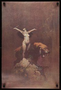 6j351 FRANK FRAZETTA 16x24 art print '79 sexy fantasy art of nearly naked woman & creature!