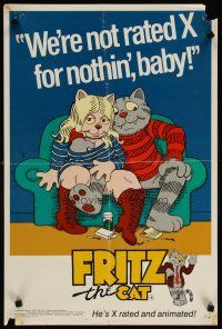 6j620 FRITZ THE CAT special 18x27 '72 Ralph Bakshi sex cartoon, he's not x-rated for nothin'!
