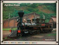 6j374 FUJI-OFFSET-PRESSES printer's test Japanese special 19x25 '80s image of vintage locomotive!