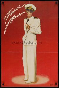 6j275 GRACE JONES 20x30 music poster '78 Bernstein art of singer in captain's outfit!