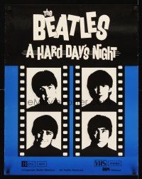 6j527 HARD DAY'S NIGHT video poster R80s great image of The Beatles, rock & roll classic!