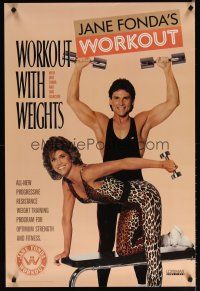 6j534 JANE FONDA video poster '87 all new workout with weights!