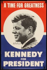 6j194 KENNEDY FOR PRESIDENT political campaign '60 great image of John F, time for greatness!