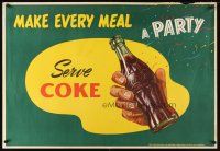 6j324 MAKE EVERY MEAL A PARTY 29x42 advertising poster '50s Coca-Cola, classic soft drink!