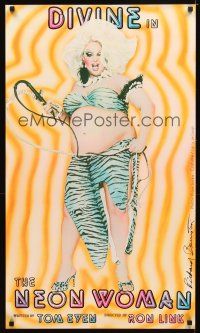 6j576 NEON WOMAN stage play special 21x36 '78 wonderful artwork of Divine w/whip!