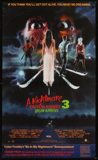6j541 NIGHTMARE ON ELM STREET 3 video poster '87 horror art of Freddy Krueger by Matthew Peak!