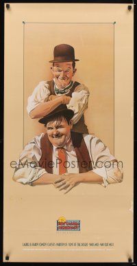 6j542 NOSTALGIA MERCHANT video poster '85 Nelson art of Stan Laurel & Oliver Hardy!