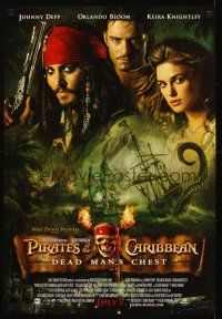 6j650 PIRATES OF THE CARIBBEAN: DEAD MAN'S CHEST 2-sided special 19x27 '06 Depp, Bloom, Knightley!
