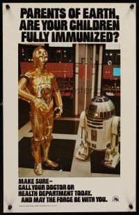 6j387 STAR WARS HEALTH DEPARTMENT POSTER special 14x22 '79 cool image of C3P0 and R2D2!