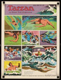 6j675 TARZAN & THE PERIL FROM THE SEA 15x20 art print '72 cool comic strip artwork by Hogarth!