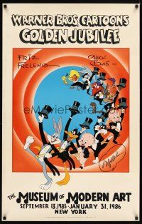 6j595 WARNER BROS. CARTOONS GOLDEN JUBILEE 24x38 art exhibition '85 Looney Tunes cartoons!