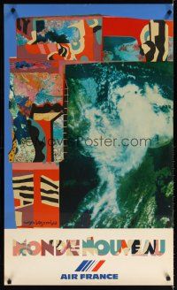 6j154 AIR FRANCE MONDE NOUVEAU French travel poster '81 cool abstract collage by Roger Bezombes!
