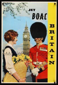 6j136 BOAC BRITAIN English travel poster '70s image of Queen's Guard & Big Ben!