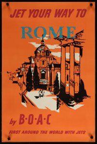 6j140 BOAC ROME English travel poster '57 wonderful artwork of street scene!