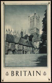 6j142 BRITAIN English travel poster '60s great image of The Cathedral & Vicars Court!