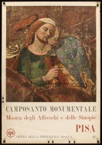 6j173 CAMPOSANTO MONUMENTALE Italian travel poster '60s image of fresco from cemetery in Pisa!