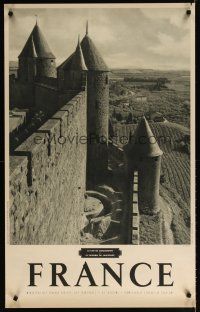 6j158 FRANCE French travel poster '60s La Cite de Carcassonne, great image of fortress!
