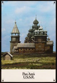 6j109 PAN AM'S USSR travel poster '85 cool image of Russian Orthodox church!