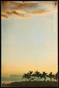 6j110 PAN AM'S WORLD HAWAII travel poster '70s great image of palm trees & sky!