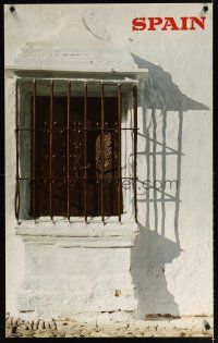6j189 SPAIN Spanish travel poster '60s window with steel shutters & bars, Gaucin-Malaga!