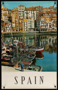 6j188 SPAIN Spanish travel poster '60s cool image of harbor & town, Vizcaya!