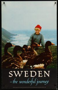 6j191 SWEDEN THE WONDERFUL JOURNEY Swedish travel poster '62 image of boy seaside w/ducks!