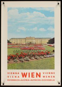 6j125 VIENNA Austrian travel poster '60s cool image of palace at Schonbrunn!