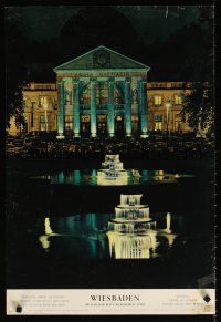 6j168 WIESBADEN German travel poster '63 great image of fountains & Kurhaus, Aquis Mattiacis!
