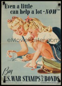 6j031 BUY U.S. WAR STAMPS & BONDS 14x20 WWII war poster '42 a little helps a lot, Parker art!