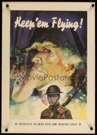 6j062 KEEP 'EM FLYING 20x28 WWII war poster '41 Beall art of Uncle Sam & soldier!
