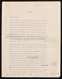 6p030 BILLY WILDER Telex letter '77 angry letter he sent to UA about Fedora, great content!