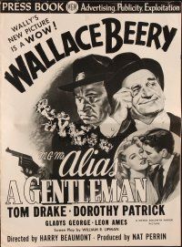 6p605 ALIAS A GENTLEMAN pressbook '48 cool art of Wallace Beery with top hat & monocle!