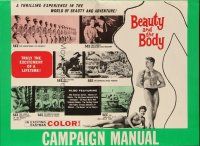 6p630 BEAUTY & THE BODY pressbook '63 sexy female silhouette & male beefcake!