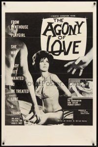 6k026 AGONY OF LOVE 1sh '66 William Rotsler, sexy Pat Barrington, from Penthouse to Playgirl!