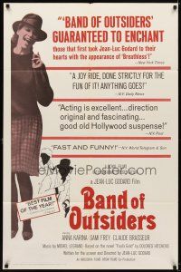 6k076 BAND OF OUTSIDERS 1sh '66 Jean-Luc Godard's Bande a Part, Anna Karina!