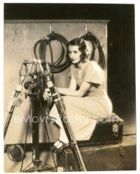 6m116 BARBARA STANWYCK 7.25x9.25 still '30s great young portrait sitting on the set by tripod!