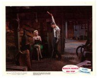 6m002 BUS STOP color 8x10 still '56 sexy showgirl Marilyn Monroe with Don Murray inside barn!